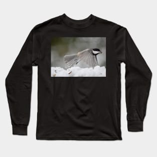 Chickadee in flight Long Sleeve T-Shirt